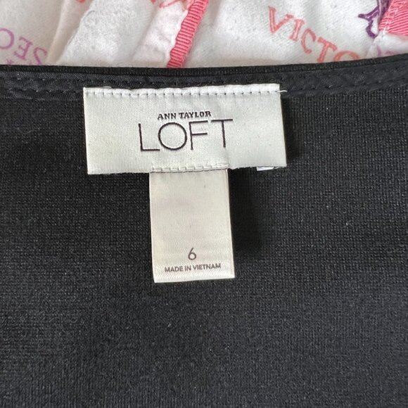 𝅺LOFT Midi Dress Black Flare Sleeve 6 - Picture 6 of 9